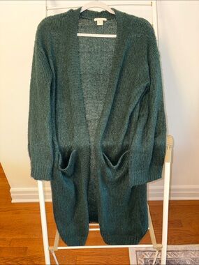 Cozy Open-Front Women's Cardigan Sweater - Emerald Green